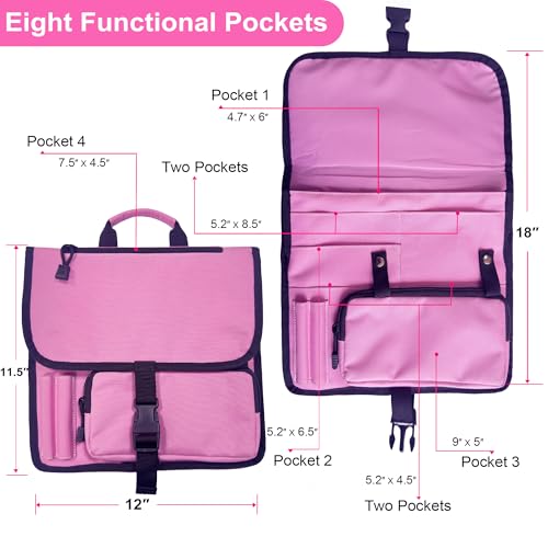 Airplane Seat Storage Pocket, International Travel Essentials,Airplane Pocket Organizer, Airplane Travel Accessories,Removable Toiletry Bag Designed (pink) - color: pink