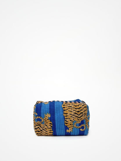 YILLE Set of 3 Pieces Block Printed Travel Organizer Kit Storage Bag for Women Makeup Bag Travel Cosmetic Bag (Blue Fat Tiger) - color: Blue Fat Tiger