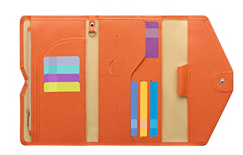 ZOPPEN Mulit-purpose Rfid Blocking Passport Holder Travel Wallet (Ver.4) Passport and Vaccine Card Holder ComboTri-fold Document Organizer Travel Essentials - color: #24 Orange