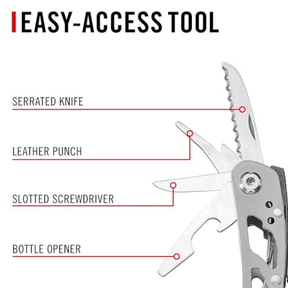 COAST CT211 11-in-1 Stainless Steel Multi-Tool, Multi-Plier, Wire Cutter, Serrated knife, Mini Knife, 3 Screwdrivers, File, Nail Cleaner, Leather Punch and Bottle Opener - EDC
