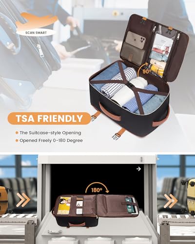 LOVEVOOK Carry On Backpack, 30L Travel Backpack Women with 3 Packing Cubes, TSA Airline Approved Suitcase Bag as Personal Item, Waterproof 15.6 inch Laptop Backpack for Weekender Overnight,Black-Brown - color: Black-brown, size: 35L-15.6 Inch-4Pcs