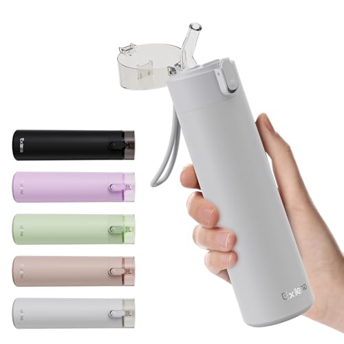 9oz Small Water Bottles with Straw, Mini Water Bottle One-Hand Open Design, Leak-Proof Locking Lid for Hot&Cold Drinks, Small Travel Water Bottle - 100% Leakproof for School, Travel...(Light Grey) - color: Light Grey, size: 9.1 Ounces