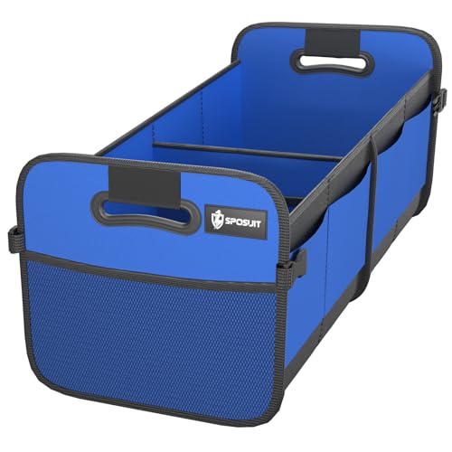 Sposuit Trunk Organizer for Car - 70L Collapsible Car Storage with 11 Pockets & Reinforced Handles, SUV Trunk Organizers for Grocery Cargo(Blue) - color: Blue, size: Large
