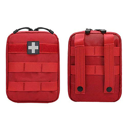 First Aid Pouch Empty Small, Tactical Molle EMT Pouch Compact Medical IFAK Rip Away Untility Bag Pouches - color: RED