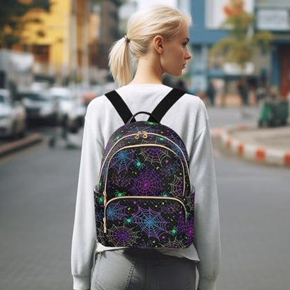 Women Fashion Backpack Purse Casual Lightweight Travel Shoulder Bag Goth Bat Spider Web Rucksack Ladies Bag, Small - color: Color 03, size: Small