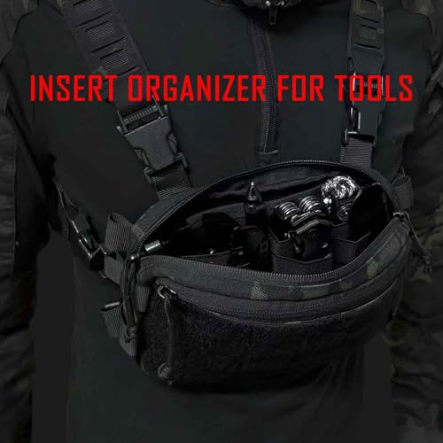 3 Piece EDC Elastic Bag Insert Pouch Panel Hook Backed Accessories Holder, Tactical Backpack Insert Modular Organizers and Storage Pouch - color: Tan