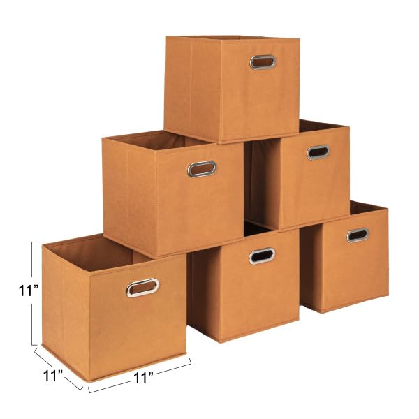Household Essentials Fabric Storage Bins 6 Piece Set, Terracotta Color - color: Terracotta, size: 11” L x 11” W x 11” H