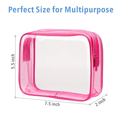 PACKISM Clear Makeup Bags - 3 Pack TSA Approved Clear Travel Bags for Toiletries, Carry on Toiletry Bag TSA Approved Toiletry Bag, Matte Rose Red - color: Y- Matte Rose Red, size: Medium Set (Standard)