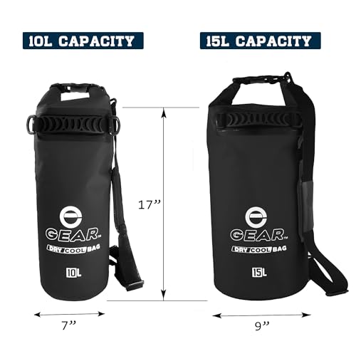 Enthusiast Gear Insulated Dry Bag Floating Cooler – 10L / 15L / 25L Roll Top, Leak Proof, Waterproof, Collapsible, with Padded Shoulder Strap - Perfect for Kayaking Fishing Beach - color: Black, size: 15 Liter