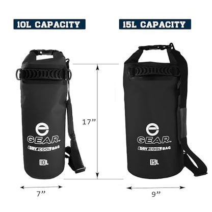 Enthusiast Gear Insulated Dry Bag Floating Cooler – 10L / 15L / 25L Roll Top, Leak Proof, Waterproof, Collapsible, with Padded Shoulder Strap - Perfect for Kayaking Fishing Beach - color: Black, size: 15 Liter