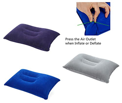 3 Pieces Inflatable Travel Pillow for Camping, Home Office Sleeping Pillow, Head Neck Lumbar Support, Ultralight Portable Compact and Soft, Airplane car Hiking Backpacking Trip Pillow