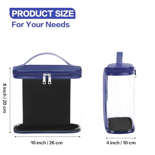 HAOGUAGUA Heavy Duty Leak Proof Clear Travel Bags for Toiletries, Transparent Makeup Cosmetic Bag with Zipper and Handle (1PCS BLUE, Large) - color: 1PCS BLUE