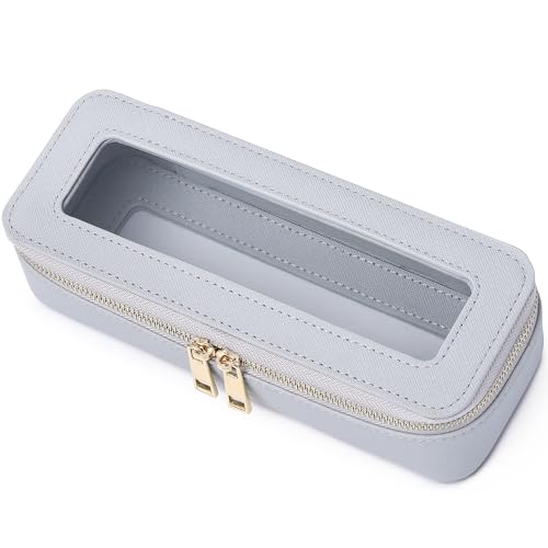 Pinkmik Makeup Brush Case, Gray, SLIM | Clear Travel Cosmetic & Toiletry Bag, Small Makeup Bag, Zipper Purse Organizer, Car Essential Bag for Women - color: B/Gray, size: SLIM
