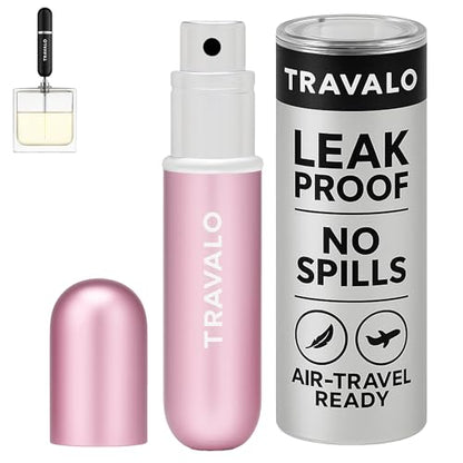 Travalo Classic HD Perfume Atomizer - Leak-Proof and TSA Approved for Air Travel - Reusable, Airtight, Easy-Fill Mini Pump Sprayer - Lightweight, Elegant Design w/Volume Window - Perfect Pink 0.17oz - color: Perfect Pink