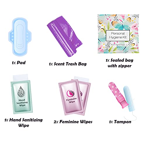 Menstrual Kit All-in-One | Convenience on The Go | Single Period Kit Pack for Travelling, Tweens & Teenagers | Individually Wrapped Feminine Hygiene Products (Butterflies) - color: Butterflies