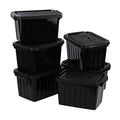 6 Quart Black Plastic Storage Latching Box Bin with Handles, 6 Packs - color: Black