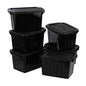 6 Quart Black Plastic Storage Latching Box Bin with Handles, 6 Packs - color: Black