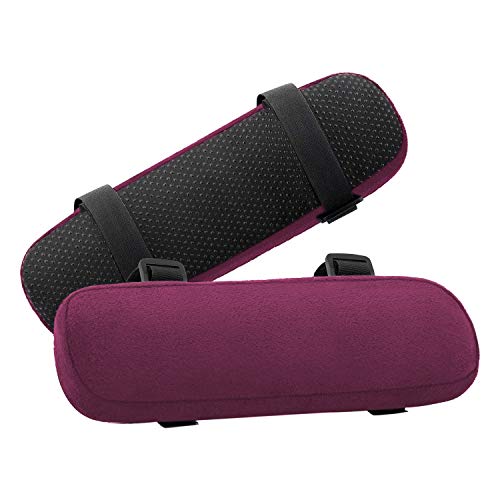 MOSISO Chair Armrest Pads (2 Pack), Memory Foam Home/Office Chair Arm Rest Covers Comfy Computer Gaming Elbow Cushion Removable Washable Elbow Support Forearm Pressure Relief, Wine Red - color: Wine Red