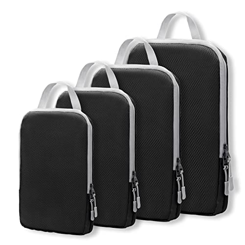 WOOMADA Compression Packing Cubes for Suitcases Travel Essentials 4 Set Expandable Travel Bags Organizer for Luggage(black) - color: A-black, size: 4 set