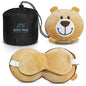 Child Travel Sleep Mask and Pillow Set - 2 in 1 Cute Character Design for Kids Rest, Naps and Relaxation. Soft Comfort with Bag Cover, Perfect for Flights, Car Trips 15cm - color: Brown
