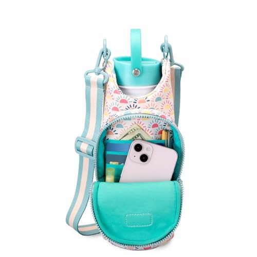 Swig Life Water Bottle Sling Bag, Water Bottle Holder with Adjustable Strap, Carrier Bag with Zippered Phone Pocket, Holds 36oz (Sun Chaser) - color: Sun Chaser