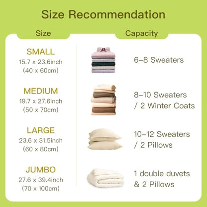 Vacuum Storage Bags for Travel & Home, Space Saver Reusable Seal Bags with Electric Pump, Saves 80% of Space. 14 Pack (4 Small, 4 Medium, 4 Large, 2 Jumbo) for Clothing, Comforters, Blankets, Pillows