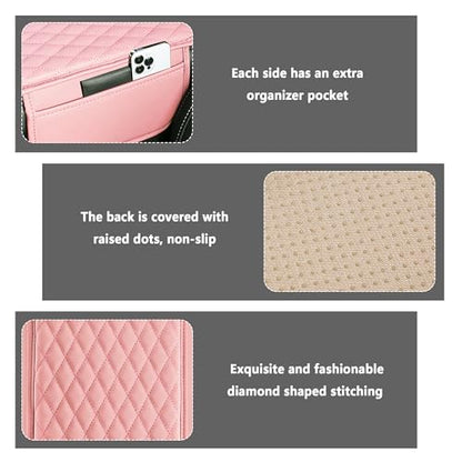 Stacool Upgraded Car Center Console Cover,Microfiber Leather Car Armrest Cover Cushion with 2 Storage Bags,Universal Car Armrest Storage Box (Pink) - color: Pink