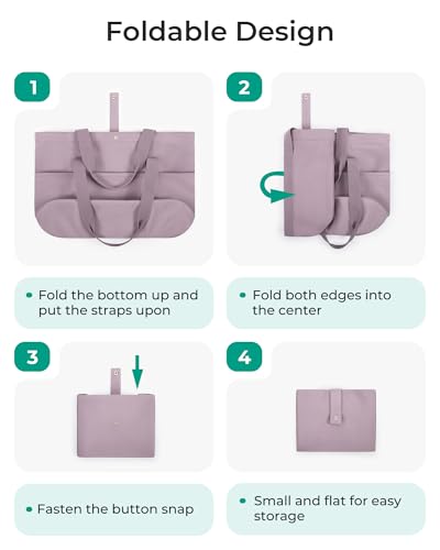 BAGSMART Tote Bag for Women, Foldable Tote Bag With Zipper Travel Shoulder Bag Handbag for Work - color: Purple
