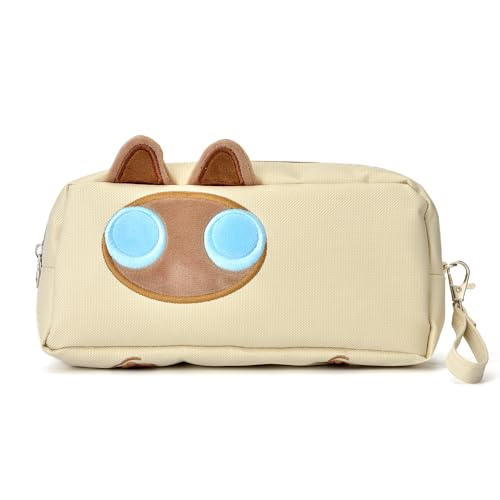 Hongdian Large Capacity Pencil Case, 3D Cat Pen Bags Pencil Pouch Organizer for Office College School - color: Tan