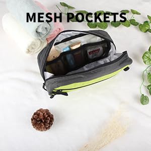 GOX Travel Toiletry Bag Dopp Kit Case for Men Multifunction Packing Organizer Pouch - color: Green/Grey