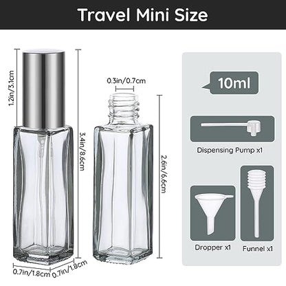 Segbeauty Travel Perfume Bottle Refillable, Empty Mini Portable Perfume Atomizer with Funnel, 5 Set of 10ML Glass Spray Bottle Fine Mist Leak-proof Sprayer Travel Sample Bottles for Cologne Fragrance - color: Gray, style: Mini Bottles