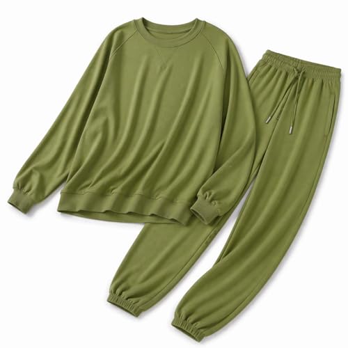 Blush by Us Angels 2 Piece Jogger Lounge Set for Women | Women's Travel Sweatsuit - Lightweight, Cozy Loungewear - color: Moss, size: Small