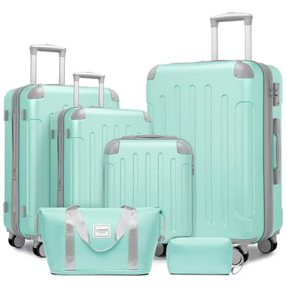 LARVENDER Luggage Sets 6 Piece, Expandable Luggage Set Clearance for Women, Suitcases with Wheels, Hardside Hard Shell Travel Luggage with TSA Lock, Mint Green - color: Mint Green, size: 6 piece set