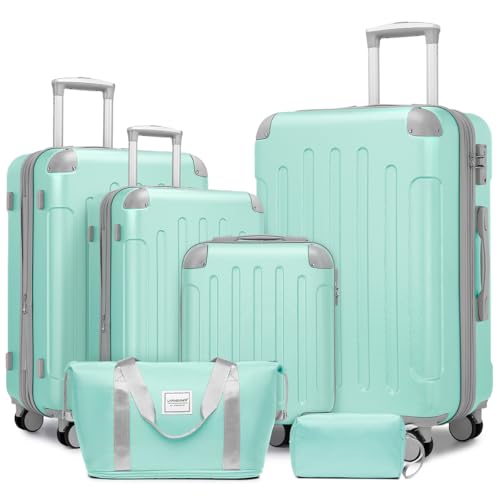 LARVENDER Luggage Sets 6 Piece, Expandable Luggage Set Clearance for Women, Suitcases with Wheels, Hardside Hard Shell Travel Luggage with TSA Lock, Mint Green - color: Mint Green, size: 6 piece set