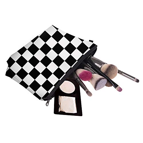 Deanfun Cosmetic Bag for Women, Black White Lattice Waterproof Makeup Bags Roomy Toiletry Pouch Travel Accessories Gifts (51782) - color: 51782