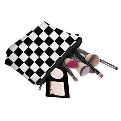 Deanfun Cosmetic Bag for Women, Black White Lattice Waterproof Makeup Bags Roomy Toiletry Pouch Travel Accessories Gifts (51782) - color: 51782
