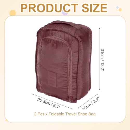 Foldable Travel Shoe Bag, Waterproof Shoe Pouches Organizer with Handle Travel Packing Cubes -Fitting for Storing (Sneakers/Sandals/Fitness Shoes) 2 Pcs & Dark Red - color: Dark Red