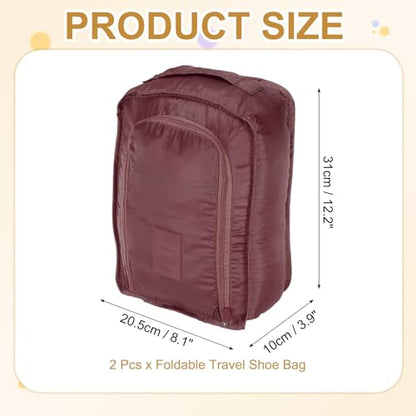 Foldable Travel Shoe Bag, Waterproof Shoe Pouches Organizer with Handle Travel Packing Cubes -Fitting for Storing (Sneakers/Sandals/Fitness Shoes) 2 Pcs & Dark Red - color: Dark Red