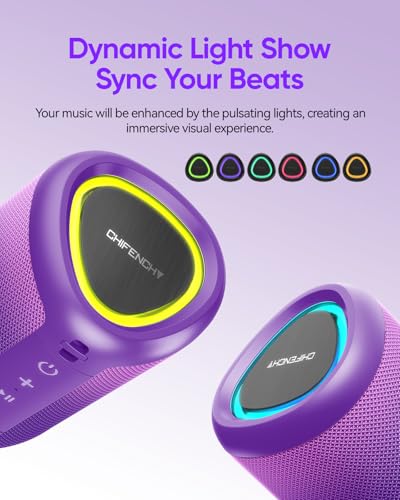 Portable Bluetooth Speaker Beach Essentials: Powerful Crystal Clear Sound/Dynamic Light/IPX5 Waterproof/All Day Playtime/Wireless BT 5.3/TWS Paring, Dad Gifts, Outdoor|Travel|Camping|Pool Accessories - color: Gradient Purple