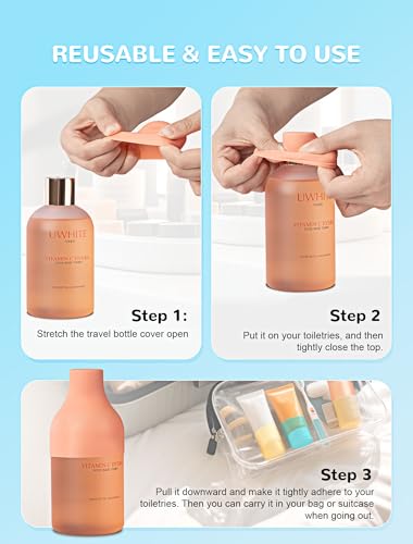 12 Pack Silicone Bottle Covers, Travel Essentials for Women Men, Elastic Sleeves for Leak Proofing, Beach Vacation Essentials, Cruise Essentials 2026, Colorful Airplane Travels Accessories