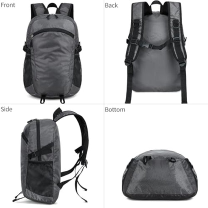 Small Hiking Backpack Travel Lightweight Hiking Packable Daypack Water-Resistant Foldable Backpacks 15L for Travel Women Men Camping (Grey) - color: Grey, size: 15L