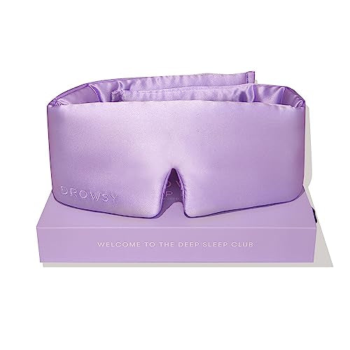 DROWSY Silk Sleep Mask - Face-Hugging, Padded Cocoon for Luxury Sleep in Total Darkness - 100% Pure Mulberry Silk (Lavender Haze) - color: Lavender Haze, size: 1 Count (Pack of 1)