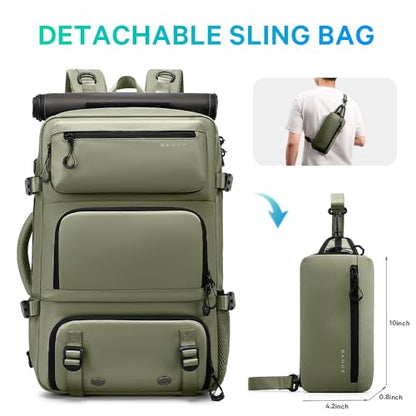 FUTURE AESTHEICS Travel backpack Carry-on Travel Backpack For Women Men Flight Approved Business Weekender Overnight Waterproof Daypack (Green) - color: Green