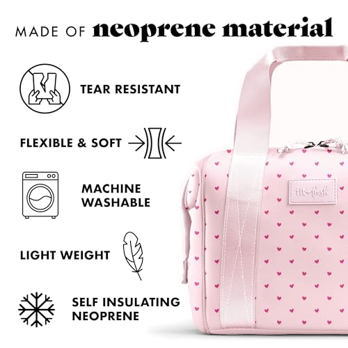 Fit & Fresh Remi Lunch Bag for Women Work – Neoprene Lunch Tote with Containers & Ice Pack, Reusable Meal Prep Lunch Box, Large Capacity, Machine Washable, Tiny Hearts - color: Tiny Hearts