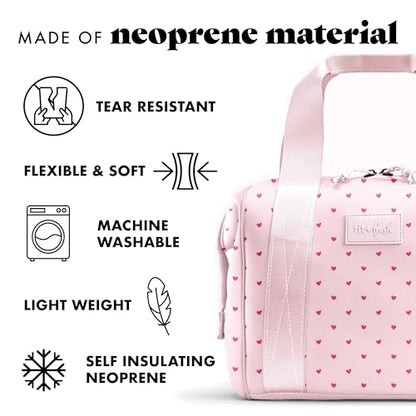 Fit & Fresh Remi Lunch Bag for Women Work – Neoprene Lunch Tote with Containers & Ice Pack, Reusable Meal Prep Lunch Box, Large Capacity, Machine Washable, Tiny Hearts - color: Tiny Hearts