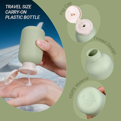 3.4 oz Plastic Small Travel Shampoo Bottles, Refillable Flip Cap Squeeze Bottles for Toiletries, Leakage-proof Travel Shampoo and Conditioner Container (8 pack) - color: Green, size: 3.4 oz