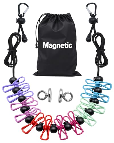Magnetic Retractable Clothesline for Cruise Ship, 2026 Travel Clothesline with 12 Anti-Slip Clips & Waterproof Storage Bag, Portable Travel Laundry Line, Cruise Essentials for Cabin, Camping, RV