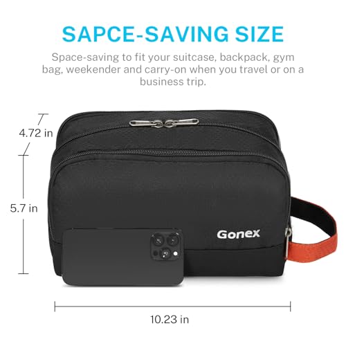 Gonex Travel Toiletry Bag Nylon, Toiletries Kit Shaving Bag Toiletry Organizer Black & Orange - color: Black & Orange