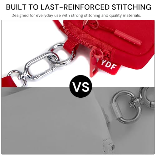 Keychain Wallet for Women Mini Zip Wristlet Wallets with ID Window, Small Coin Purse Keychain Card Holder Organizer, Detachable Strap Gifts for Women, Red - color: Red