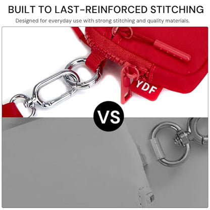 Keychain Wallet for Women Mini Zip Wristlet Wallets with ID Window, Small Coin Purse Keychain Card Holder Organizer, Detachable Strap Gifts for Women, Red - color: Red